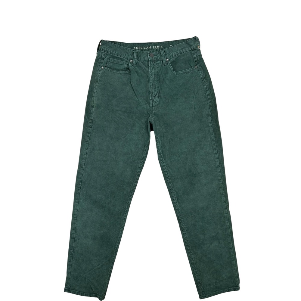 American Eagle Mom Jean Corduroy‎ Pants Green Super Stretch Size 6